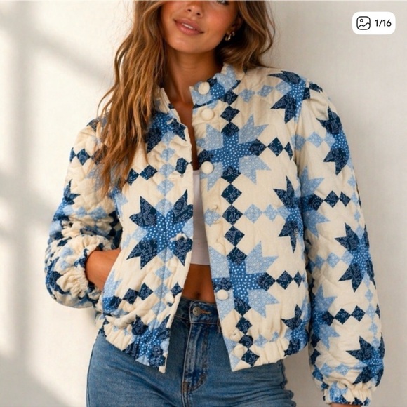 House of Harlow 1960 Jackets & Blazers - House of Harlow Blue and White Quilted Jacket NEW Small
